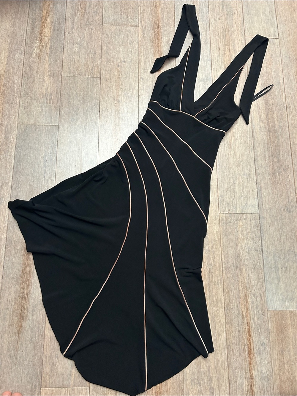Rampage Black One-Shoulder Dress with Contrast Piping 90s dress Y2K asymmetrical